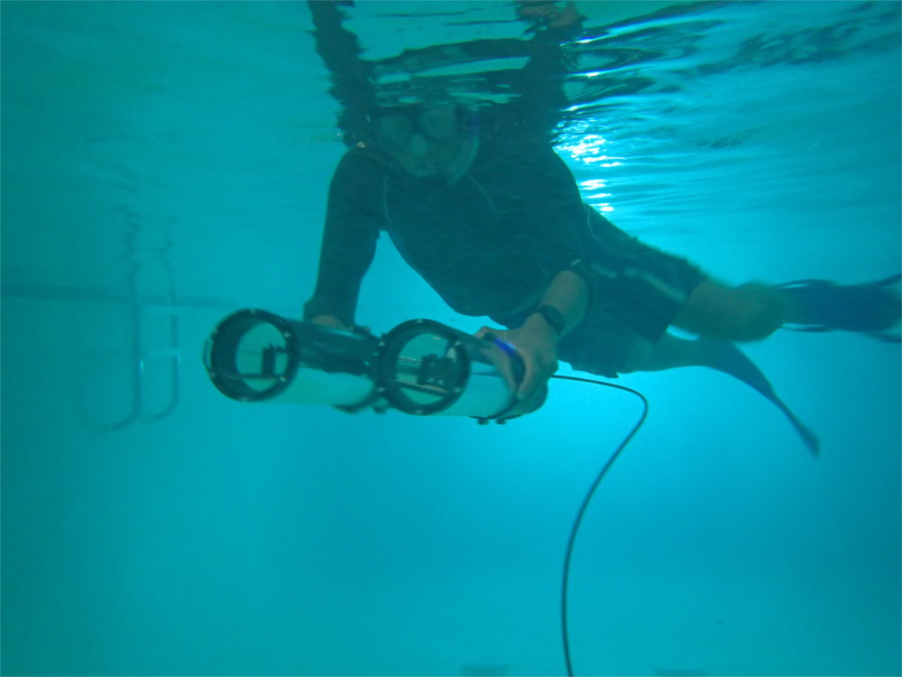 LoCO AUV in a pool.